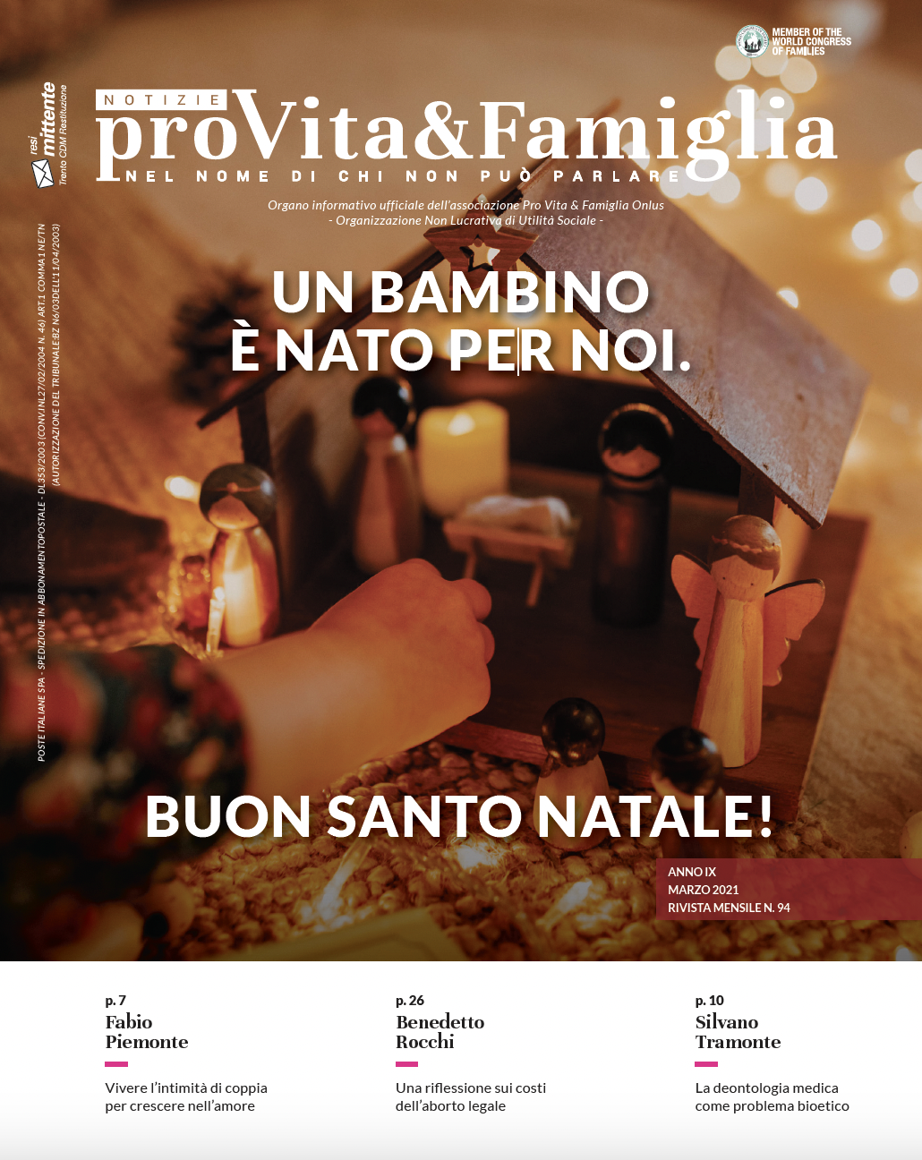 copertina dicembre 23, manine bambino presepe